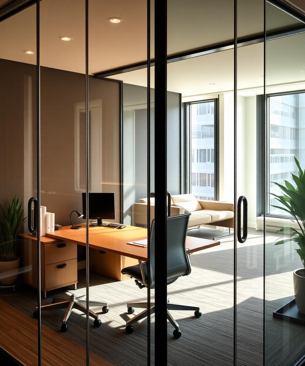 Furnished private office suite with glass walls in an Atlanta coworking building